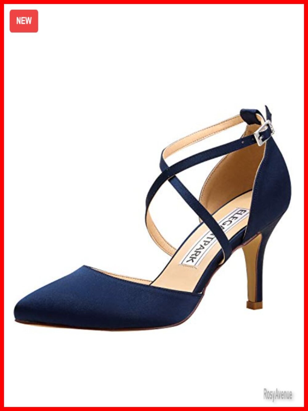 ELEGANTPARK Womens Pointed Toe Satin Strappy High Heel Wedding Dress Pumps